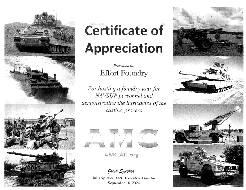 AMC Certificate of Appreciation for tour