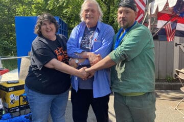 Employees shaking hands